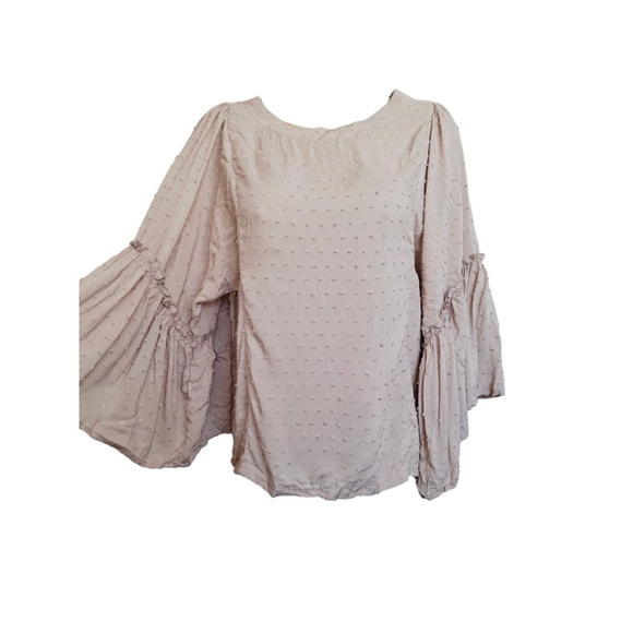 Maurices Tops - Maurices Beige Swiss Dot Bell Sleeve boho festival flowy Renaissance Blouse XS